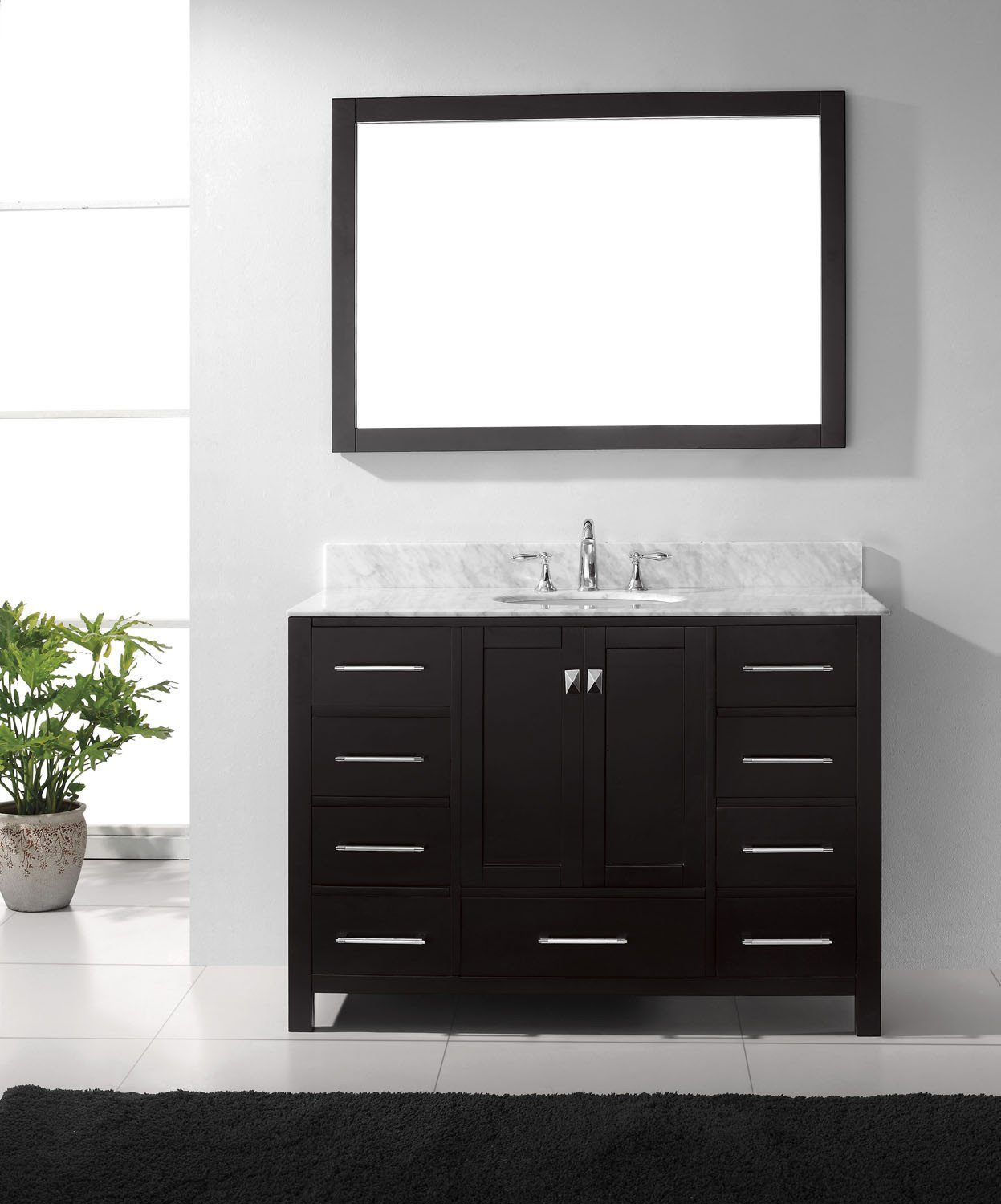 Virtu USA Caroline Avenue 48" Single Round Sink Espresso Top Vanity in Espresso with Mirror Vanity Virtu USA 