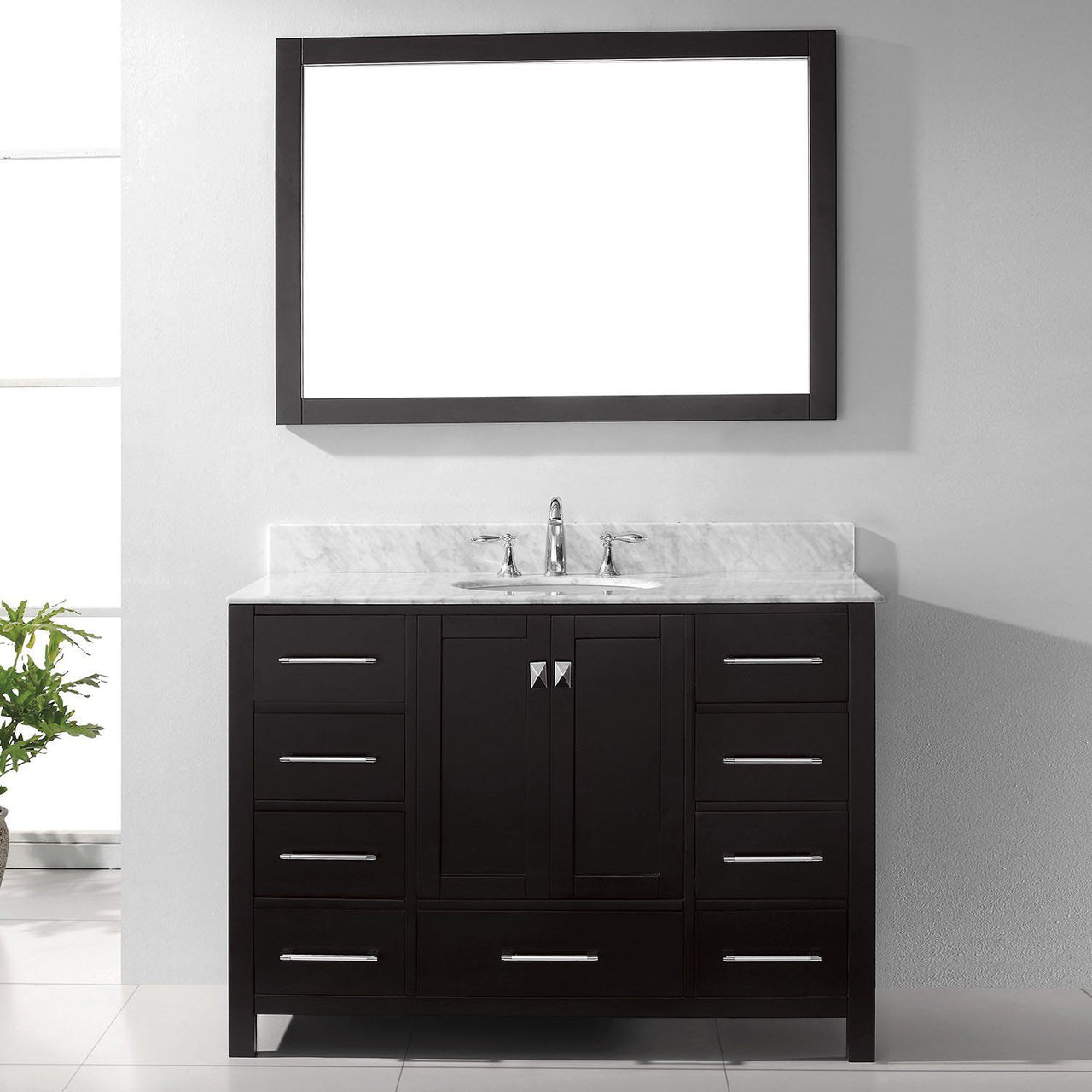 Virtu USA Caroline Avenue 48" Single Round Sink Espresso Top Vanity in Espresso with Mirror Vanity Virtu USA 