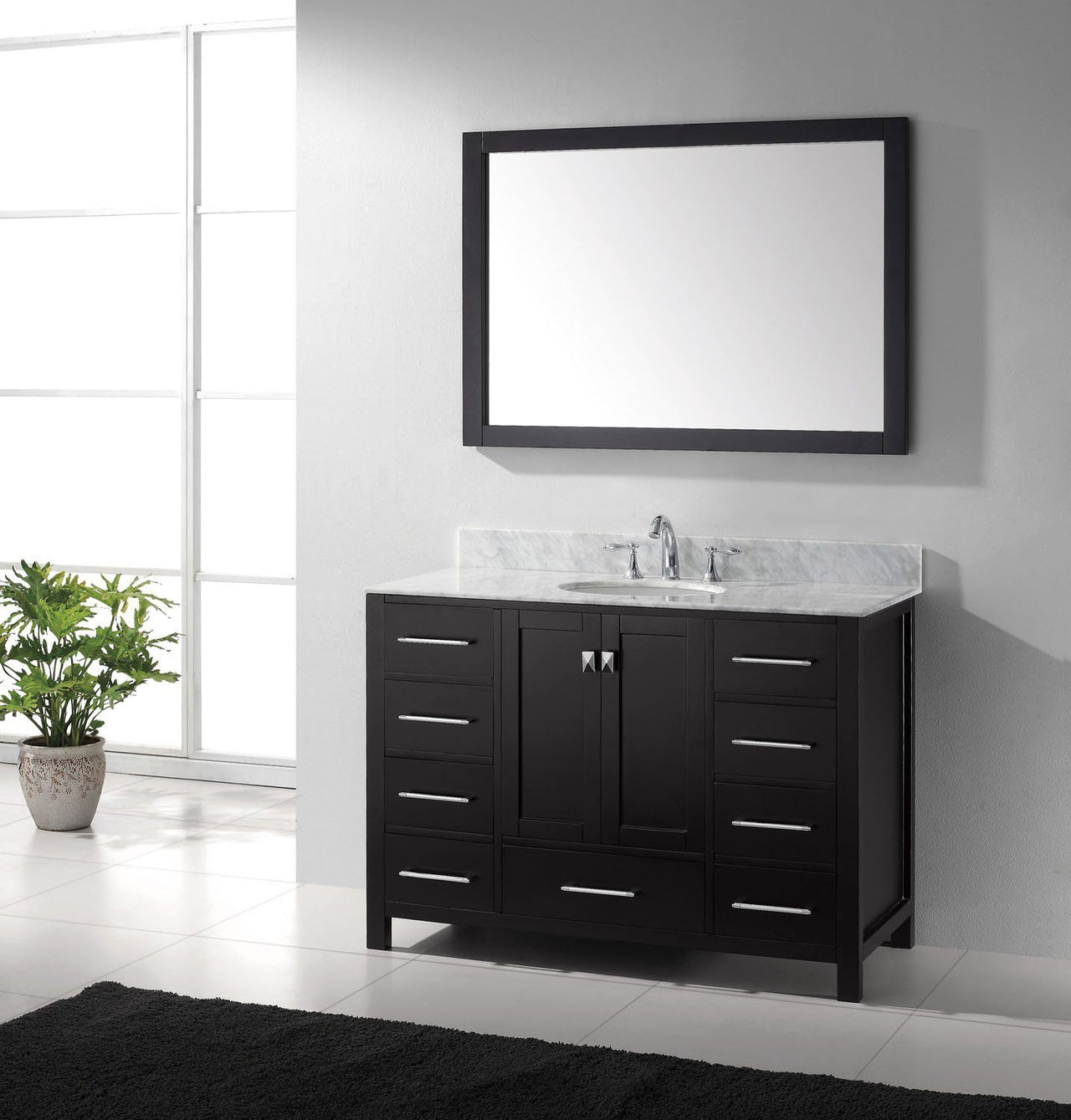 Virtu USA Caroline Avenue 48" Single Round Sink Espresso Top Vanity in Espresso with Mirror Vanity Virtu USA 