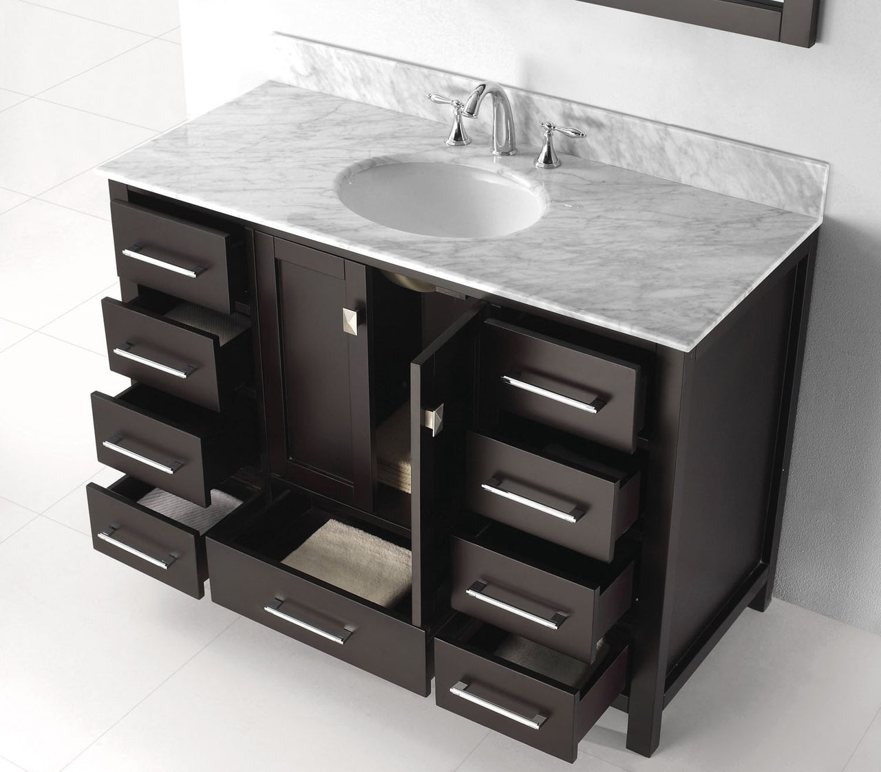 Virtu USA Caroline Avenue 48" Single Round Sink Espresso Top Vanity in Espresso with Mirror Vanity Virtu USA 
