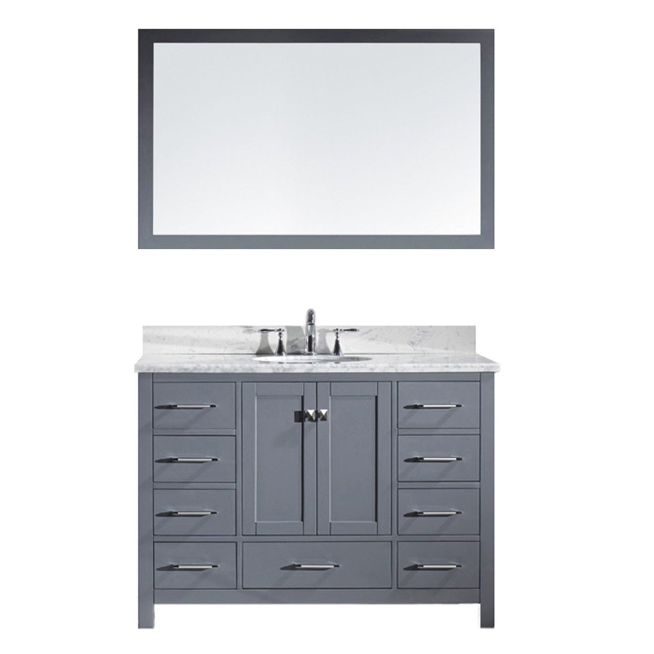 Virtu USA Caroline Avenue 48" Single Round Sink Grey Top Vanity in Grey with Mirror Vanity Virtu USA 