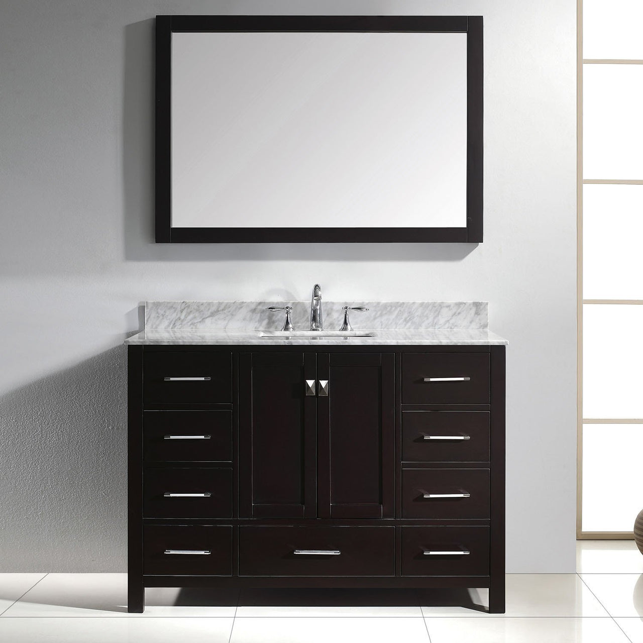Virtu USA Caroline Avenue 48" Single Square Sink Espresso Top Vanity in Espresso with Mirror Vanity Virtu USA 
