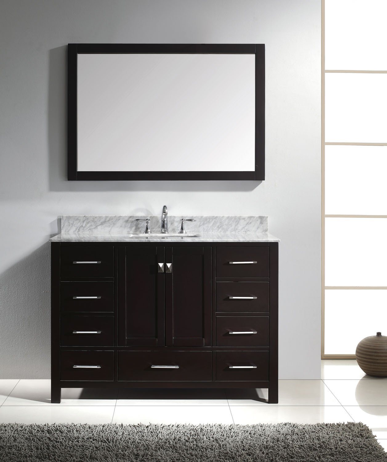 Virtu USA Caroline Avenue 48" Single Square Sink Espresso Top Vanity in Espresso with Mirror Vanity Virtu USA 