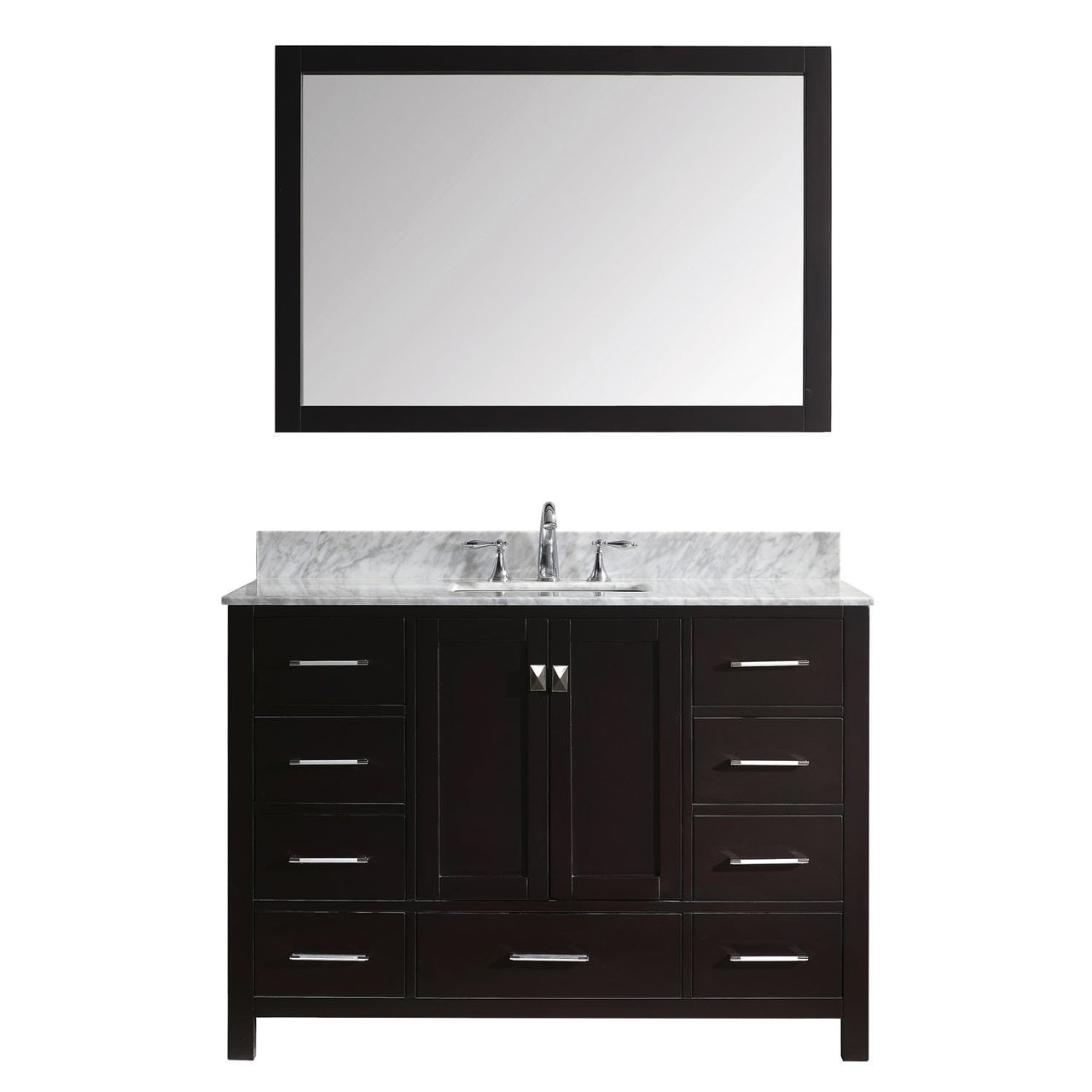 Virtu USA Caroline Avenue 48" Single Square Sink Espresso Top Vanity in Espresso with Mirror Vanity Virtu USA 
