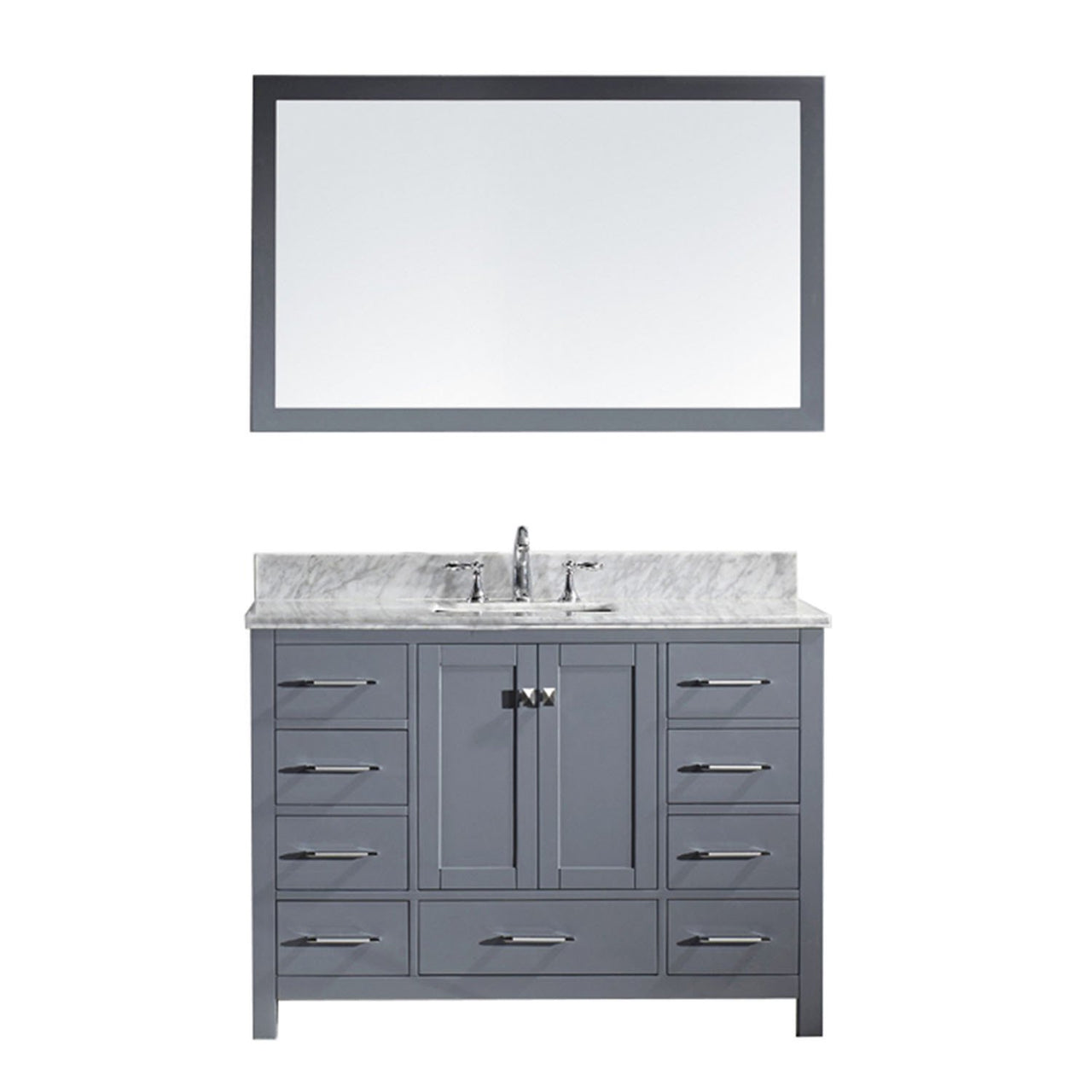 Virtu USA Caroline Avenue 48" Single Square Sink Grey Top Vanity with Mirror Vanity Virtu USA 