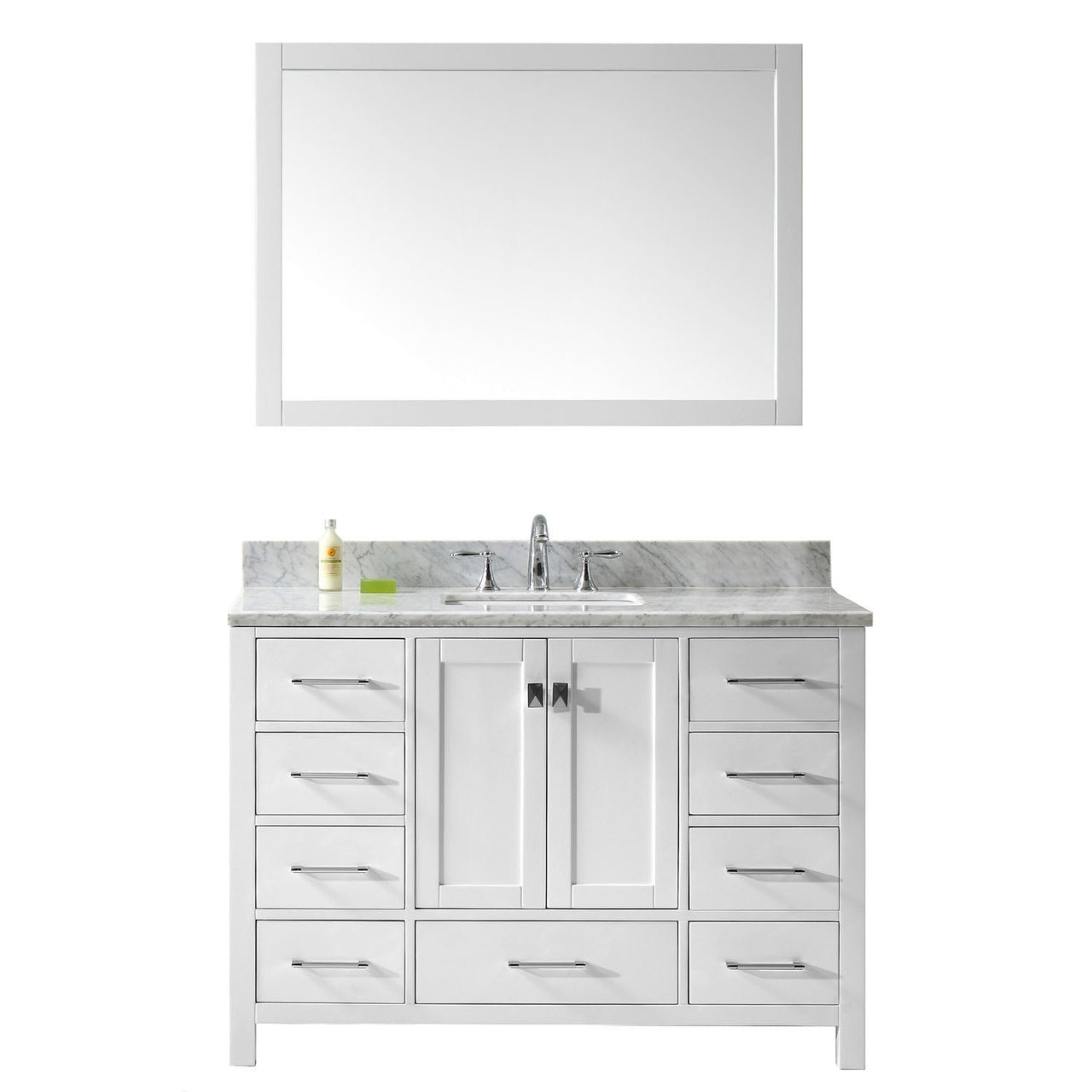 Virtu USA Caroline Avenue 48" Single Square Sink White Top with Mirror Vanity Virtu USA 