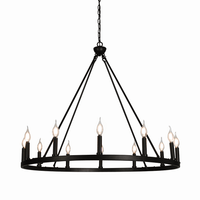 Thumbnail for Cahua 8 Light Drum Chandelier (16” Wide) Steel Frame with Wooden Pattern | Dining Room, Foyer, Entryway or Living Room Decor Chandeliers Canyon Home 