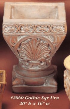 Gothic Square Urn Cast Stone Outdoor Garden Planter Planter Tuscan 