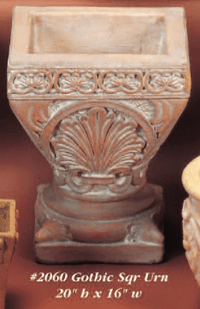 Thumbnail for Gothic Square Urn Cast Stone Outdoor Garden Planter Planter Tuscan 