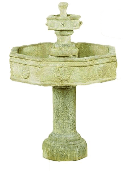 Volterra Two Tier Cast Stone Outdoor Garden with Tall Base Fountain Tuscan 