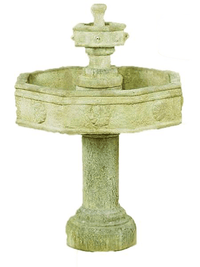 Thumbnail for Volterra Two Tier Cast Stone Outdoor Garden with Tall Base Fountain Tuscan 