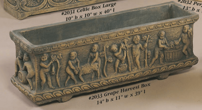 Grape Harvest Box Cast Stone Outdoor Garden Planter Planter Tuscan 