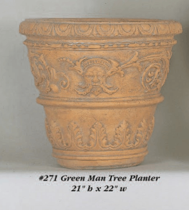 Green Man Tree Planter Cast Stone Outdoor Garden Planter Planter Tuscan 