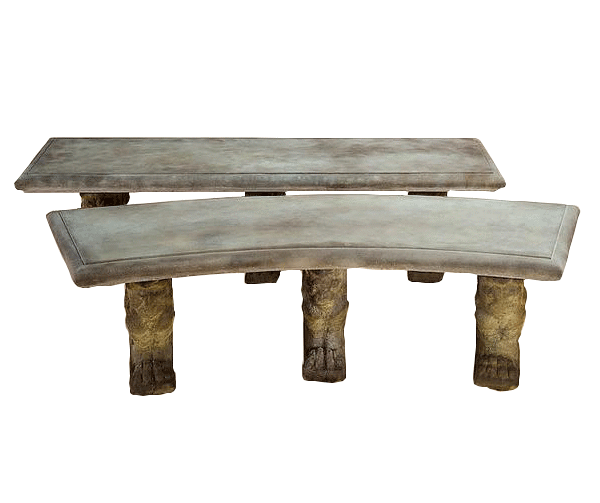 Gryphi Curved Outdoor Cast Stone Garden Bench Benches Tuscan 