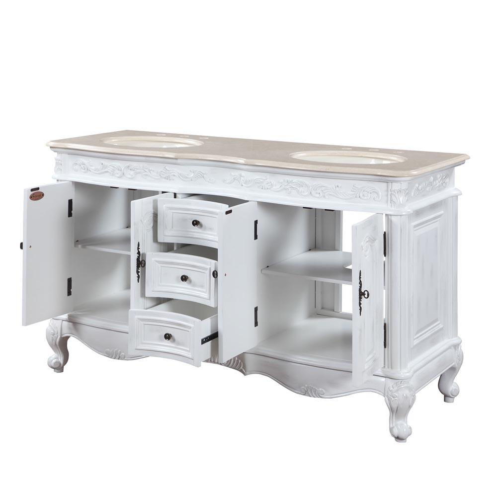 Silkroad 58" Traditional Double Sink Bathroom Vanity Vanity Silkroad Exclusive 