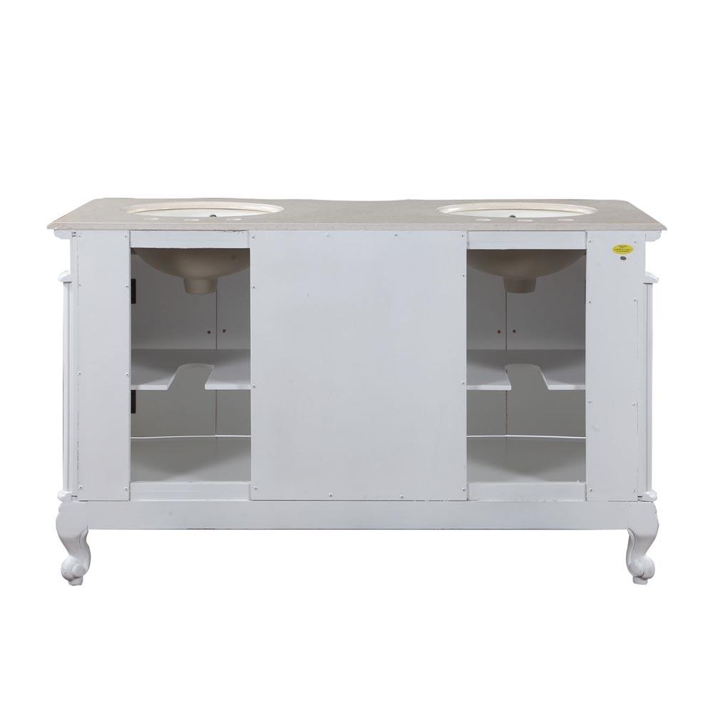 Silkroad 58" Traditional Double Sink Bathroom Vanity Vanity Silkroad Exclusive 