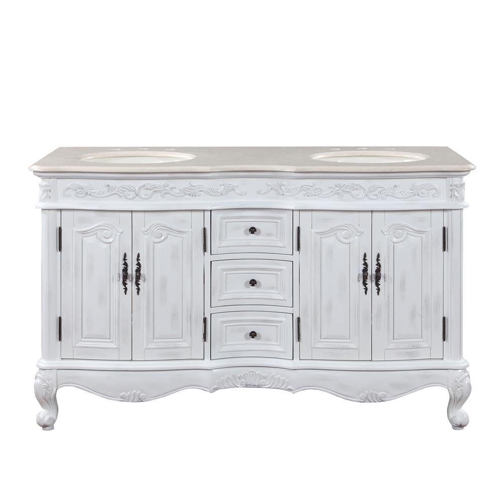 Silkroad 58" Traditional Double Sink Bathroom Vanity Vanity Silkroad Exclusive 