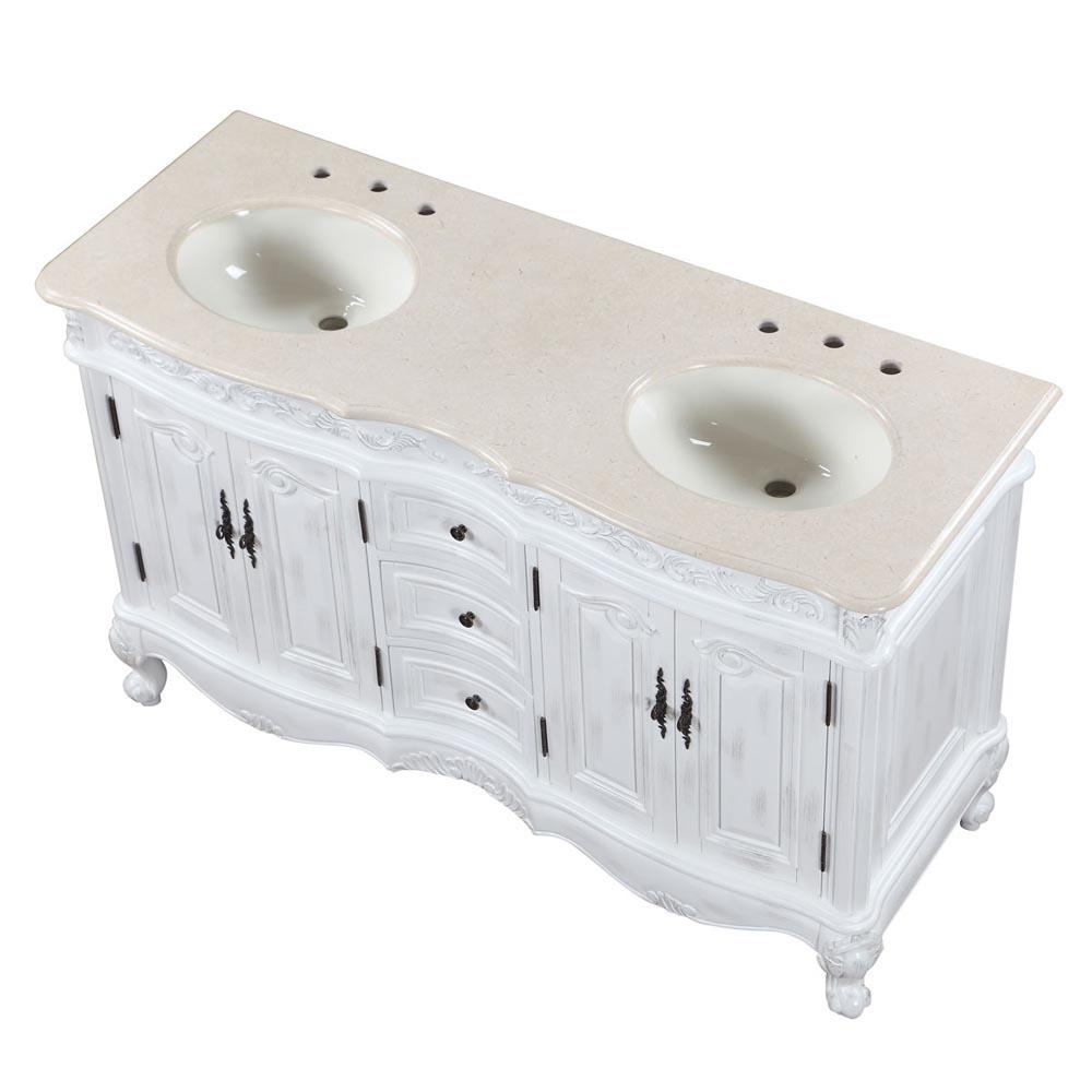 Silkroad 58" Traditional Double Sink Bathroom Vanity Vanity Silkroad Exclusive 