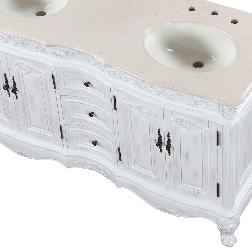 Silkroad 58" Traditional Double Sink Bathroom Vanity Vanity Silkroad Exclusive 