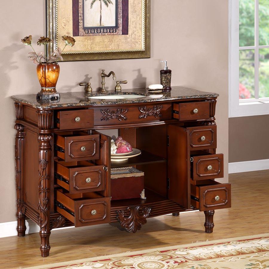 Silkroad 48" Traditional Single Sink Bathroom Vanity Vanity Silkroad Exclusive 