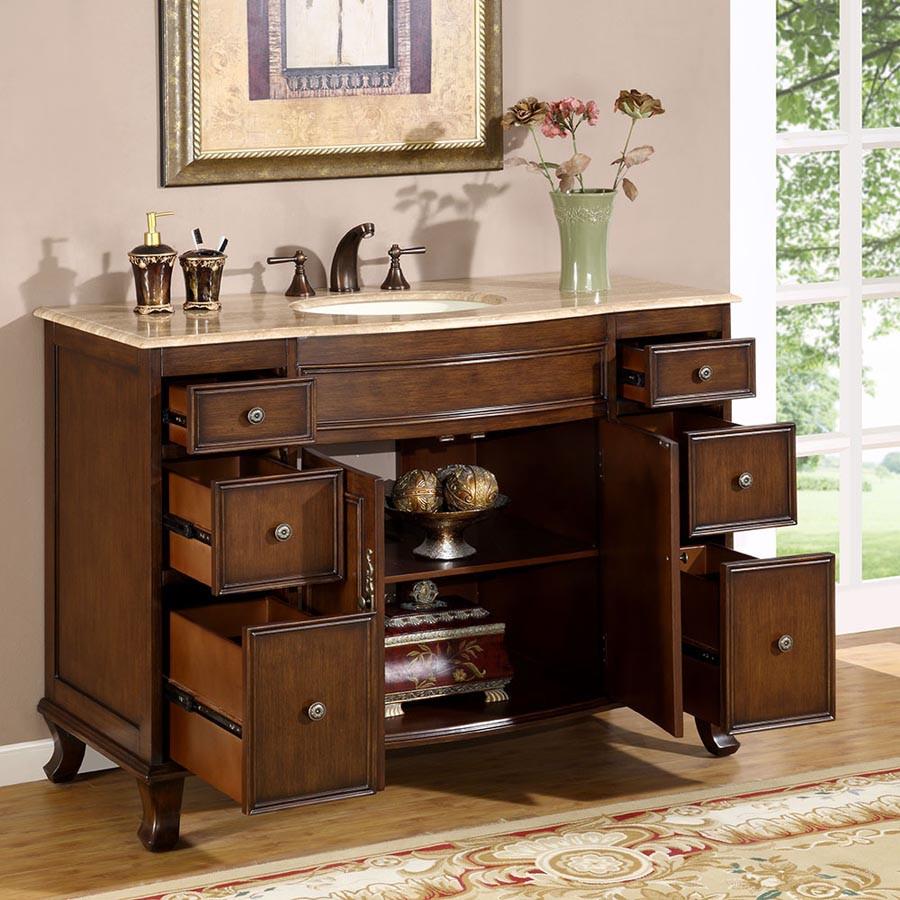 Silkroad 48" Transitional Single Sink Bathroom Vanity Vanity Silkroad Exclusive 