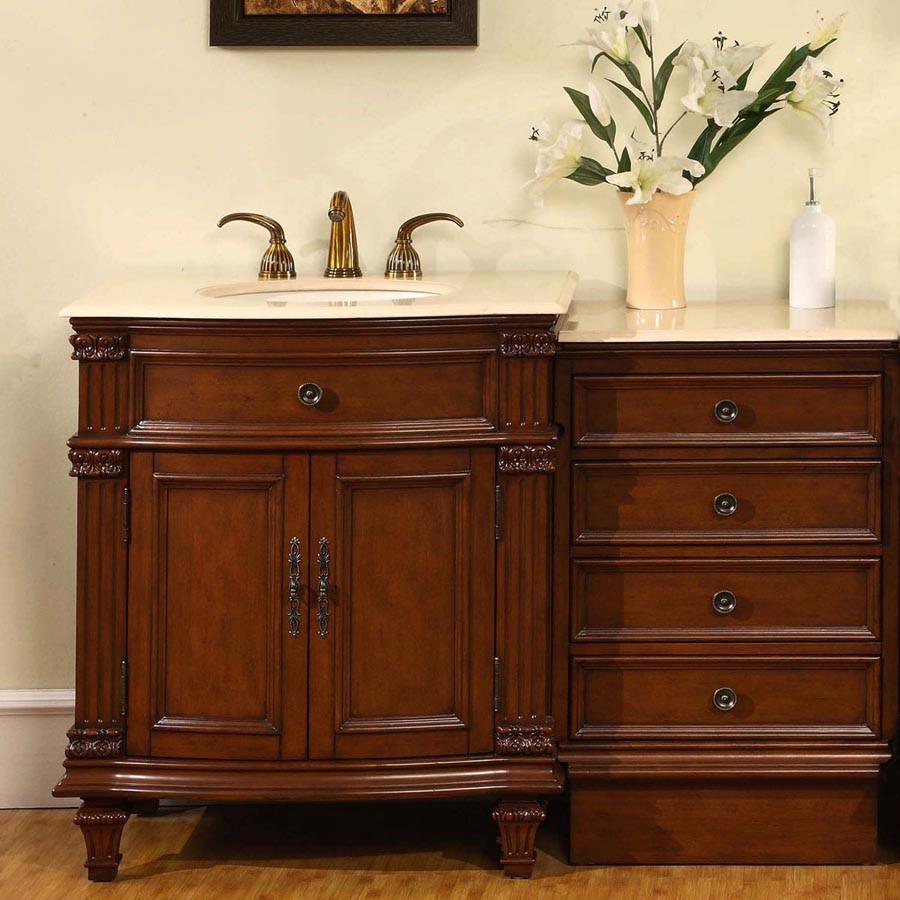 Silkroad 51" Traditional Single Sink Bathroom Vanity Vanity Silkroad Exclusive 