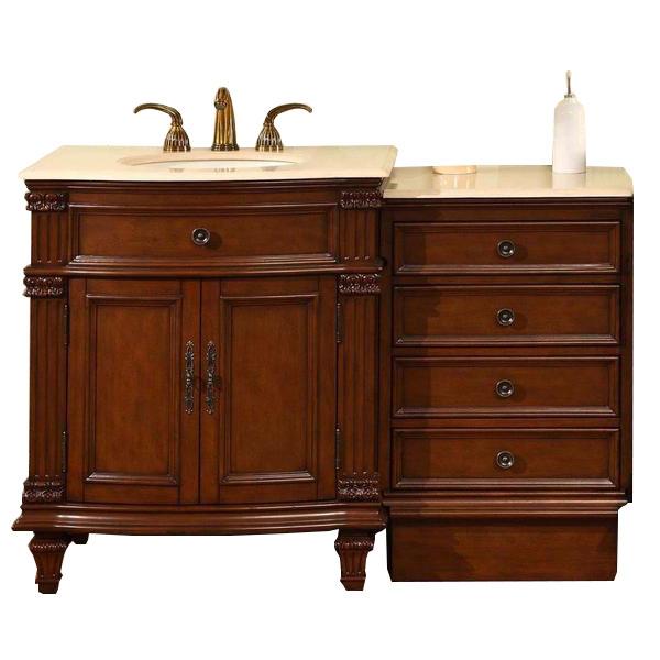 Silkroad 51" Traditional Single Sink Bathroom Vanity Vanity Silkroad Exclusive 