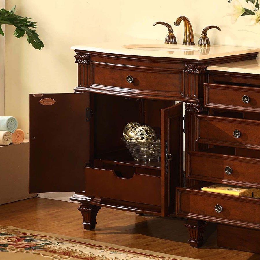 Silkroad 51" Traditional Single Sink Bathroom Vanity Vanity Silkroad Exclusive 
