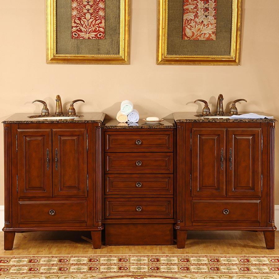 Silkroad 76" Transitional Double Sink Bathroom Vanity Vanity Silkroad Exclusive 