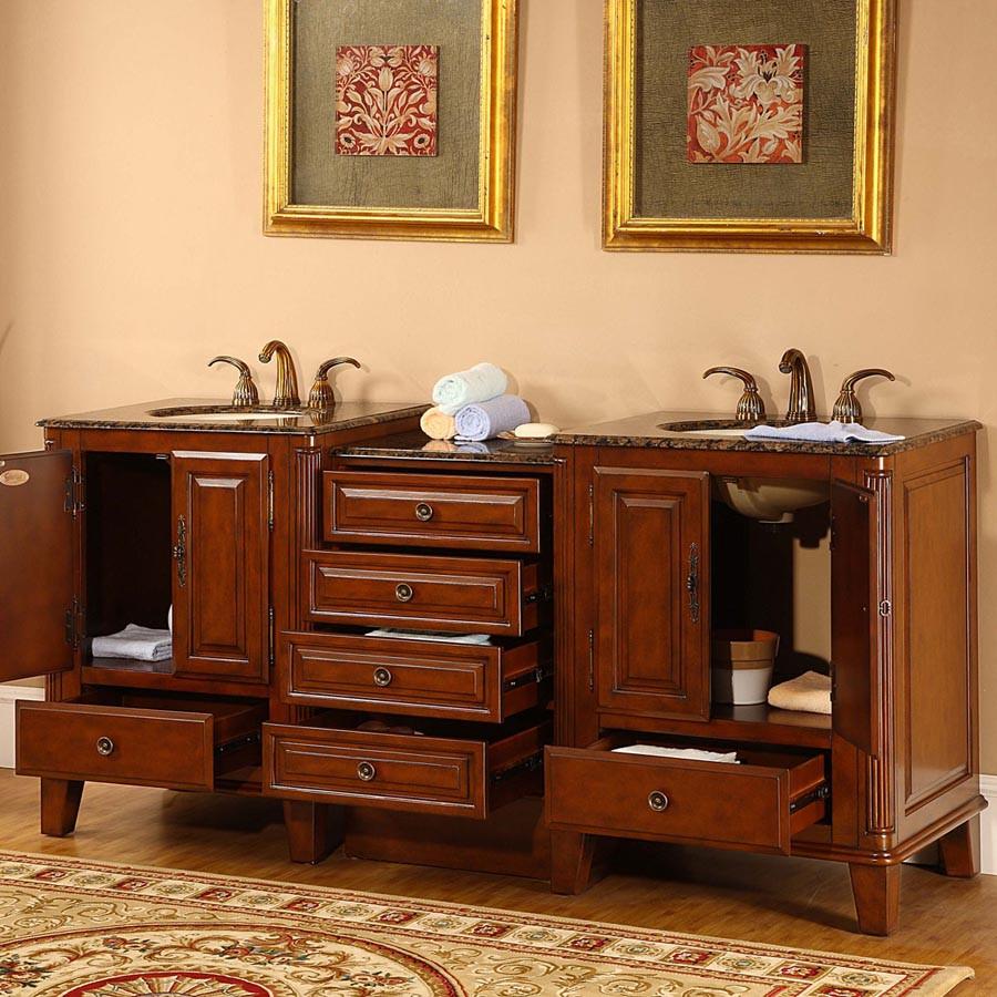 Silkroad 76" Transitional Double Sink Bathroom Vanity Vanity Silkroad Exclusive 