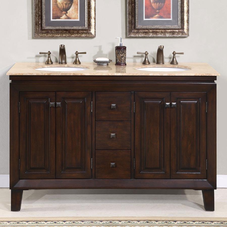 Silkroad 55" Transitional Double Sink Bathroom Vanity Vanity Silkroad Exclusive 
