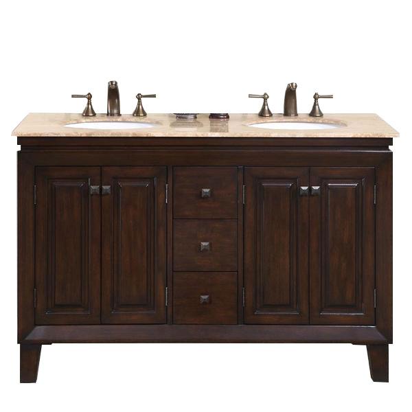 Silkroad 55" Transitional Double Sink Bathroom Vanity Vanity Silkroad Exclusive 