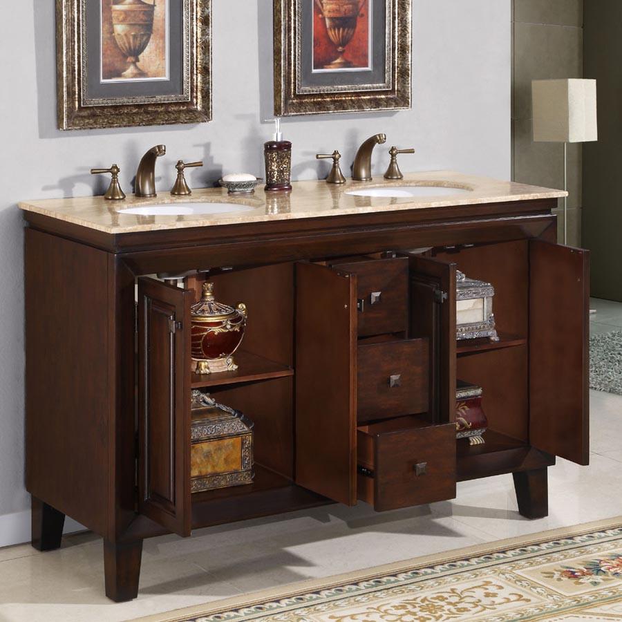 Silkroad 55" Transitional Double Sink Bathroom Vanity Vanity Silkroad Exclusive 