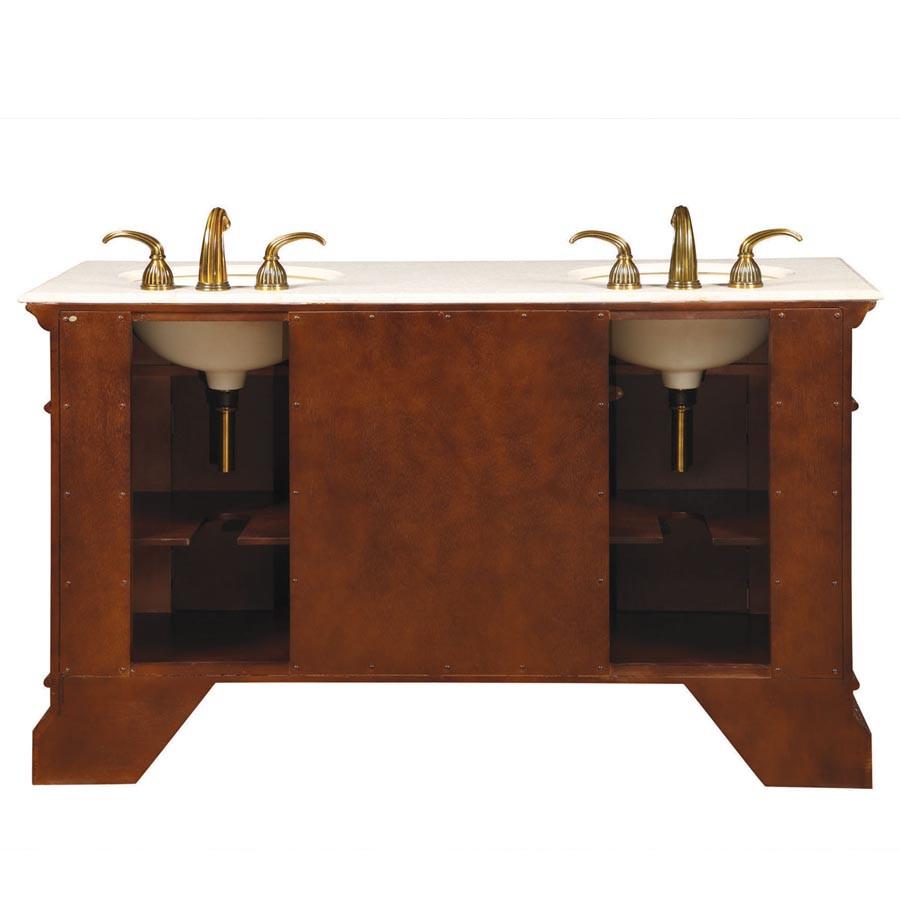 Silkroad 60" Traditional Double Sink Bathroom Vanity Vanity Silkroad Exclusive 