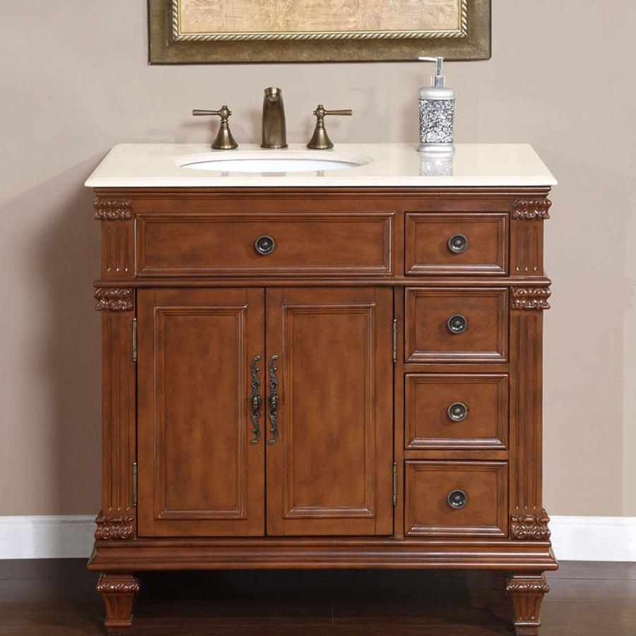 Silkroad 36" Traditional Single Sink Bathroom Vanity Vanity Silkroad Exclusive 