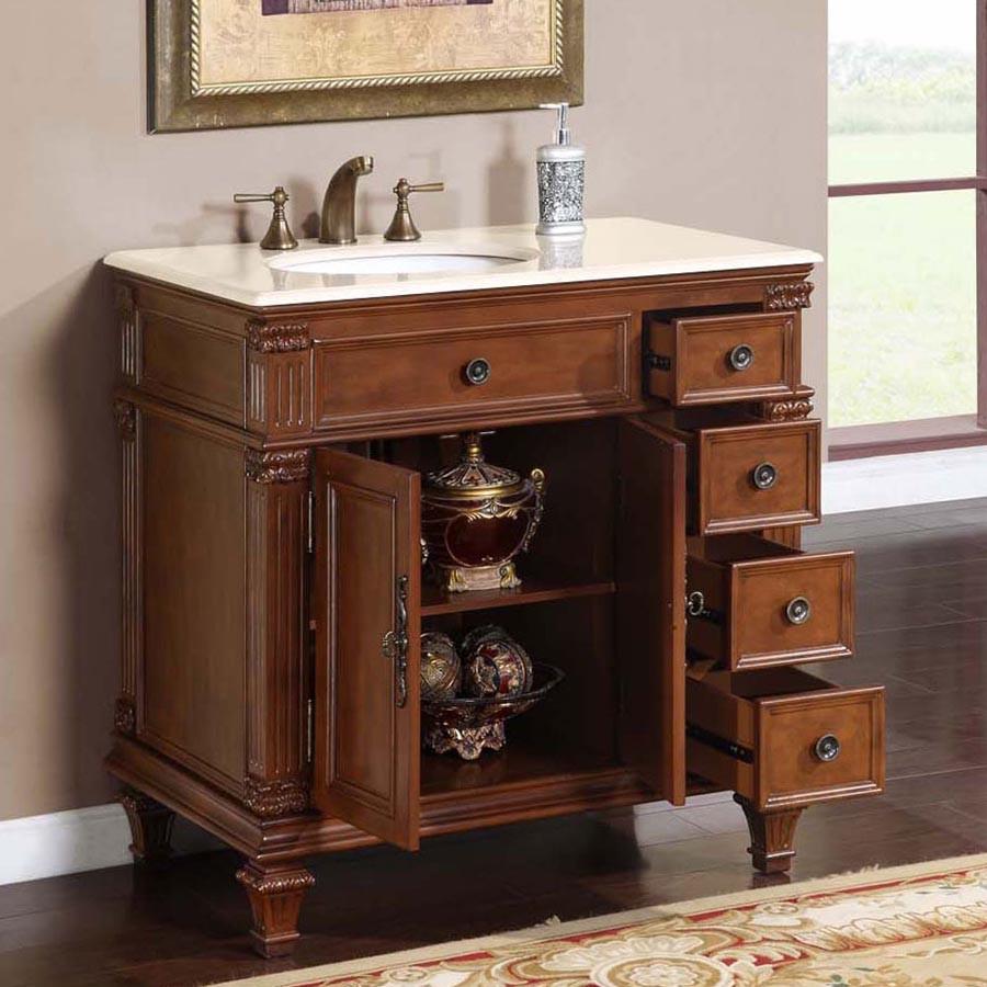 Silkroad 36" Traditional Single Sink Bathroom Vanity Vanity Silkroad Exclusive 