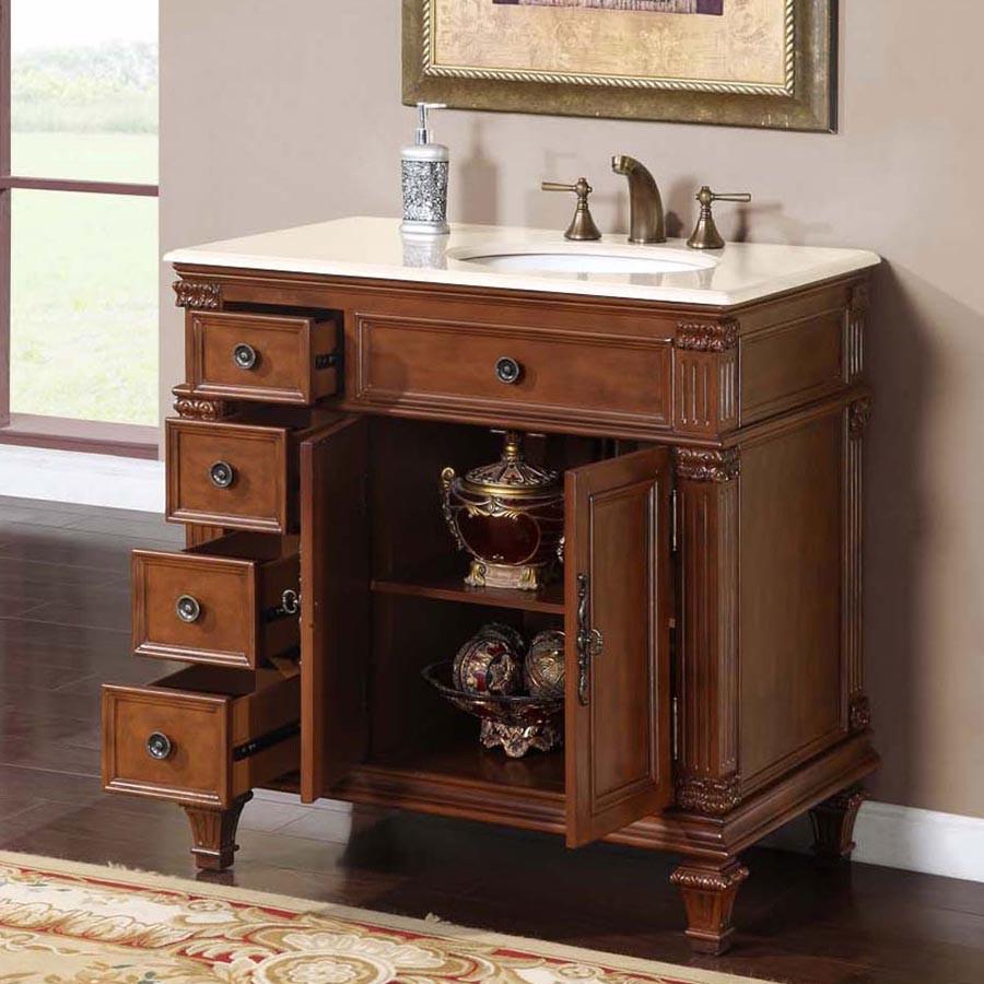 Silkroad 36" Traditional Single Sink Bathroom Vanity Vanity Silkroad Exclusive 