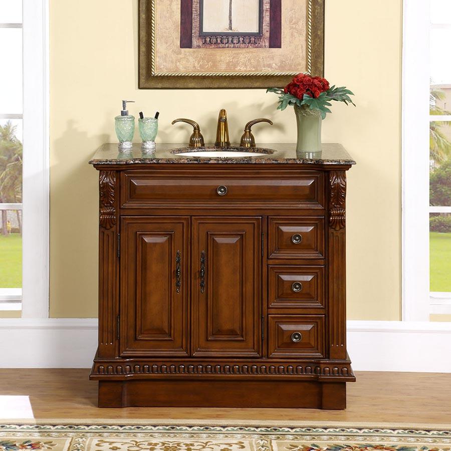 Silkroad 38" Traditional Single Sink Bathroom Vanity Vanity Silkroad Exclusive 