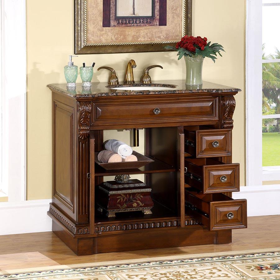 Silkroad 38" Traditional Single Sink Bathroom Vanity Vanity Silkroad Exclusive 