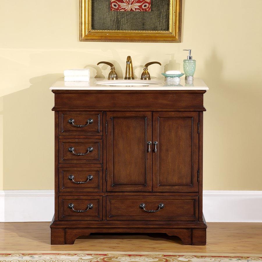 Silkroad 36" Transitional Single Sink Bathroom Vanity Vanity Silkroad Exclusive 