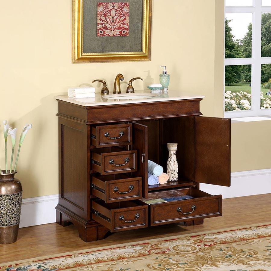 Silkroad 36" Transitional Single Sink Bathroom Vanity Vanity Silkroad Exclusive 