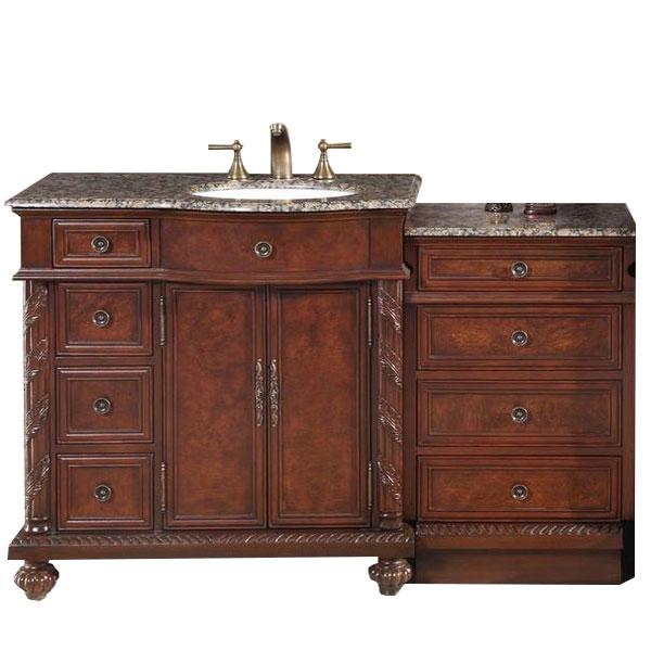 Silkroad 55.5" Traditional Single Sink Bathroom Vanity Vanity Silkroad Exclusive 