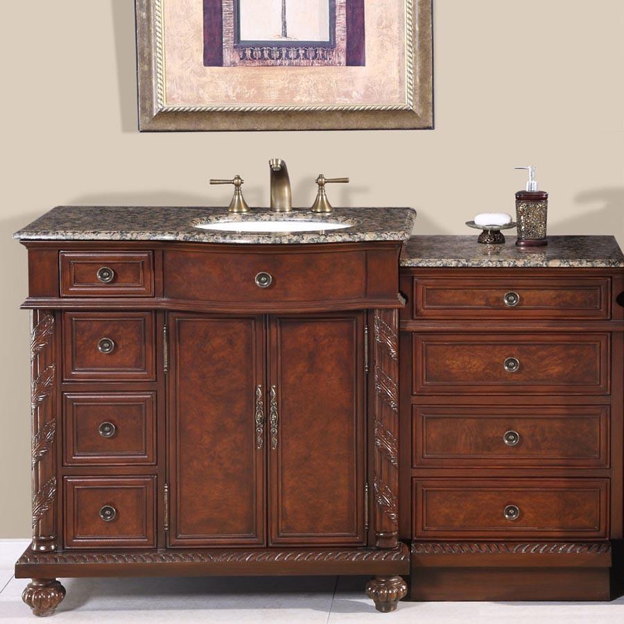 Silkroad 55.5" Traditional Single Sink Bathroom Vanity Vanity Silkroad Exclusive 