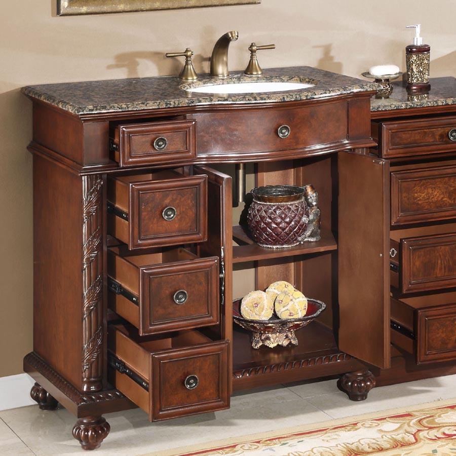 Silkroad 55.5" Traditional Single Sink Bathroom Vanity Vanity Silkroad Exclusive 