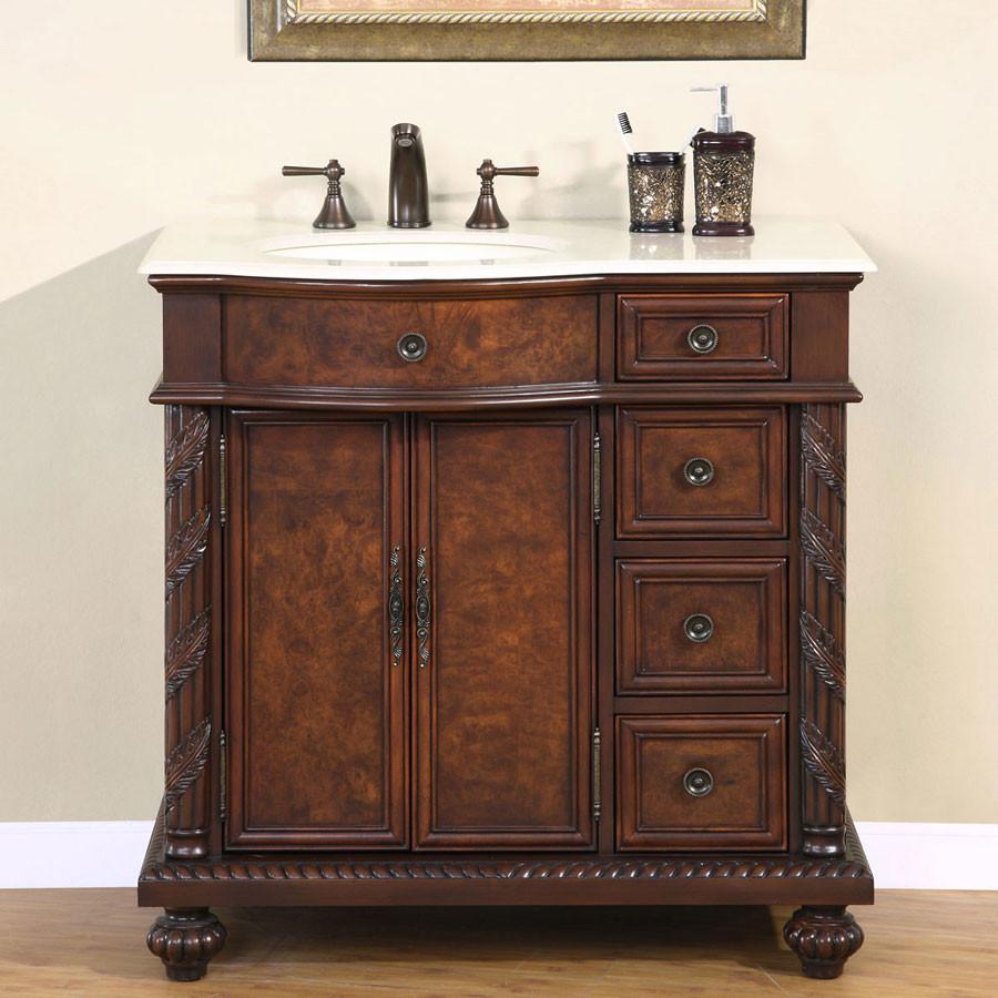 Silkroad 36" Traditional Single Sink Bathroom Vanity Vanity Silkroad Exclusive 