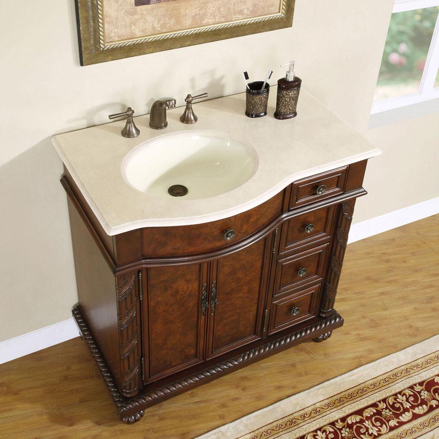 Silkroad 36" Traditional Single Sink Bathroom Vanity Vanity Silkroad Exclusive 