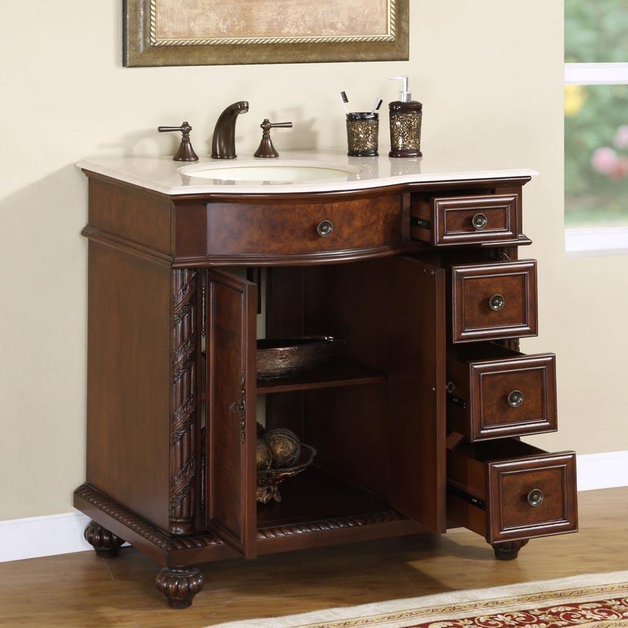 Silkroad 36" Traditional Single Sink Bathroom Vanity Vanity Silkroad Exclusive 