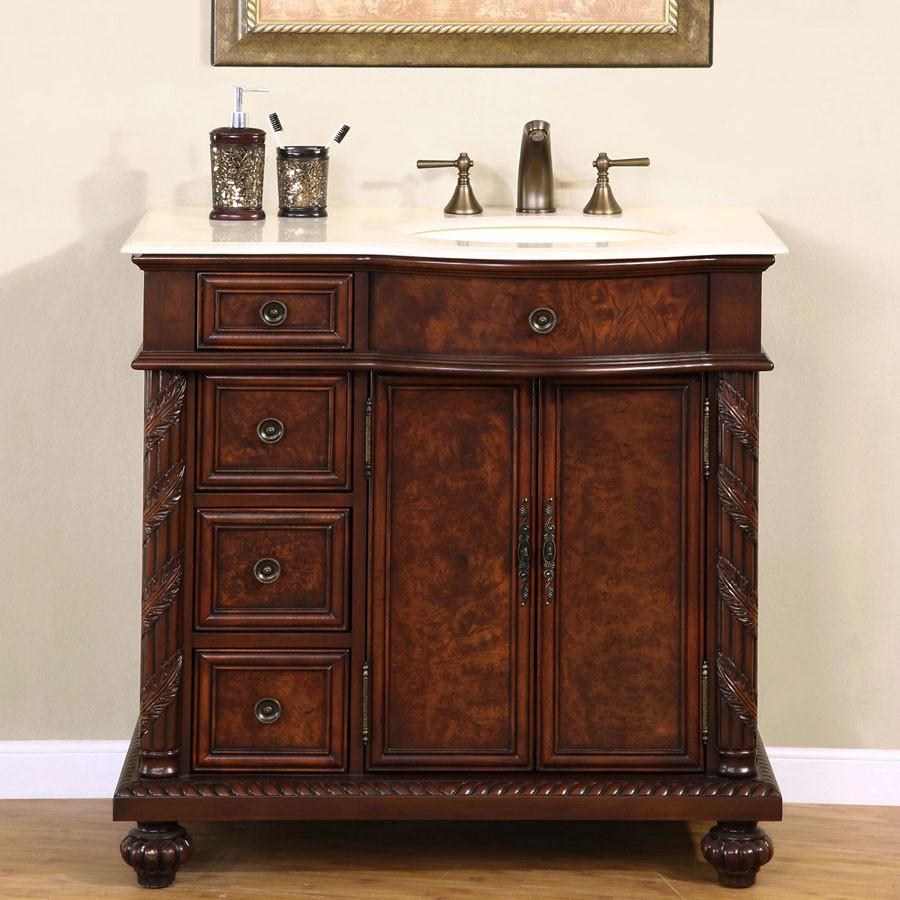 Silkroad 36" Traditional Single Sink Bathroom Vanity Vanity Silkroad Exclusive 