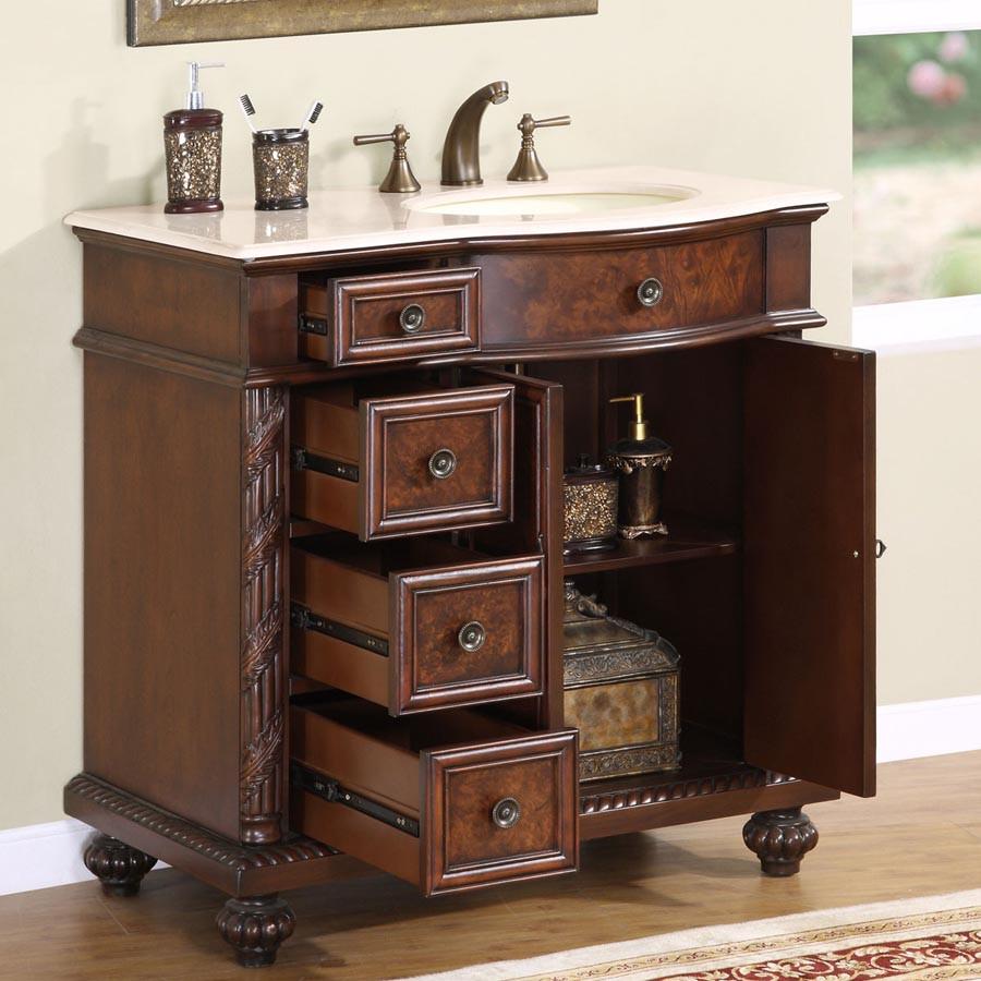 Silkroad 36" Traditional Single Sink Bathroom Vanity Vanity Silkroad Exclusive 