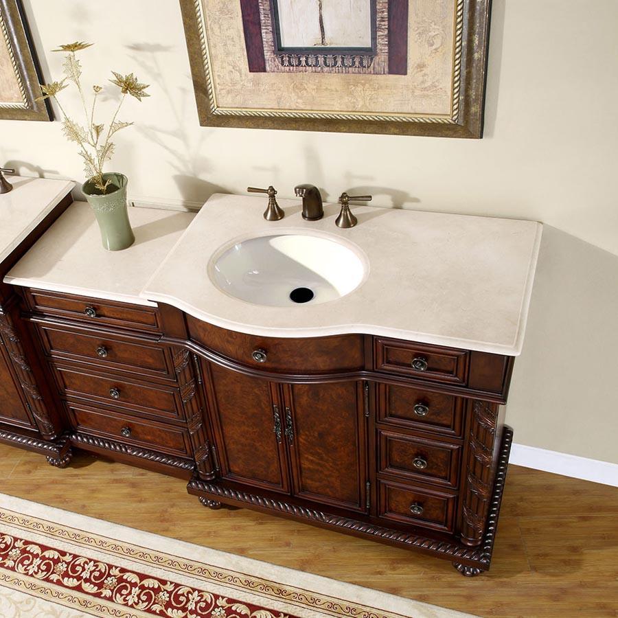 Silkroad 55.5" Traditional Single Sink Bathroom Vanity Vanity Silkroad Exclusive 